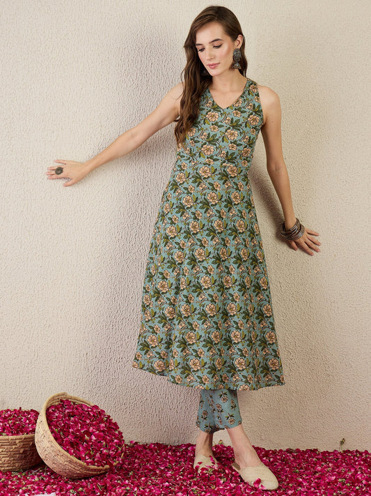 Printed Pure Cotton Straight Kurta Sets