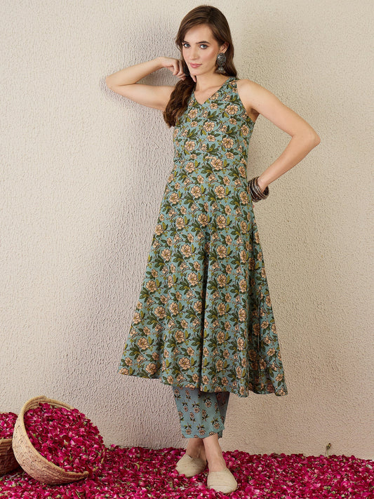 Printed Pure Cotton Straight Kurta Sets