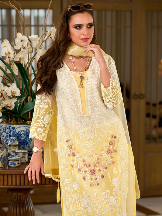 Kurta & Pant with Organza Embroidered Dupatta
