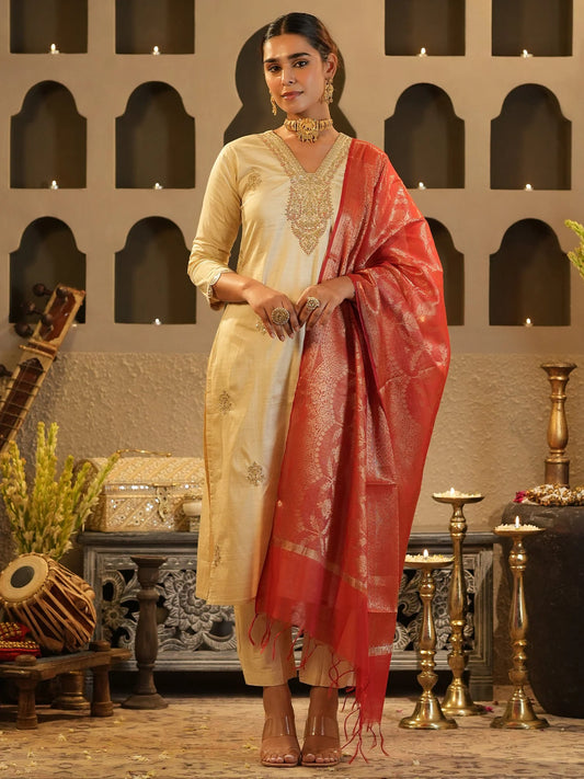 Straight Kurta & Pant with Self-Design