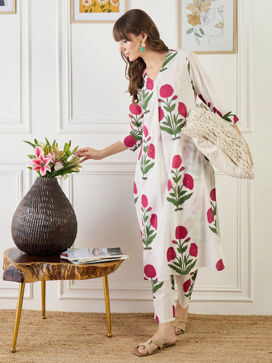 Printed Pure Cotton A-Line Kurta